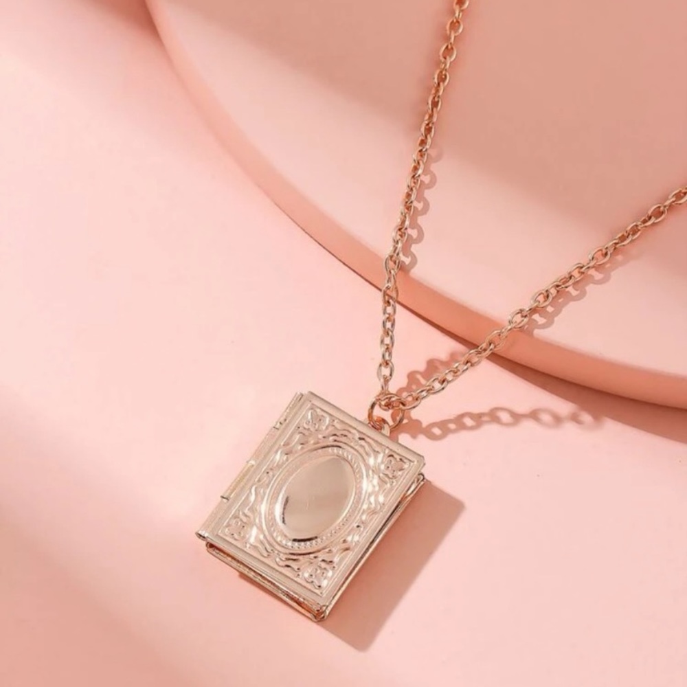 Rose Gold Book Locket Necklace